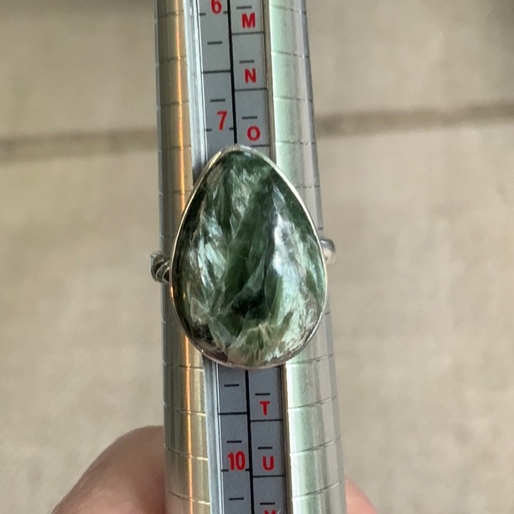NATURAL SERAPHINITE 925 STERLING SILVER RING, SIZE 8.25 - Picture 10 of 11